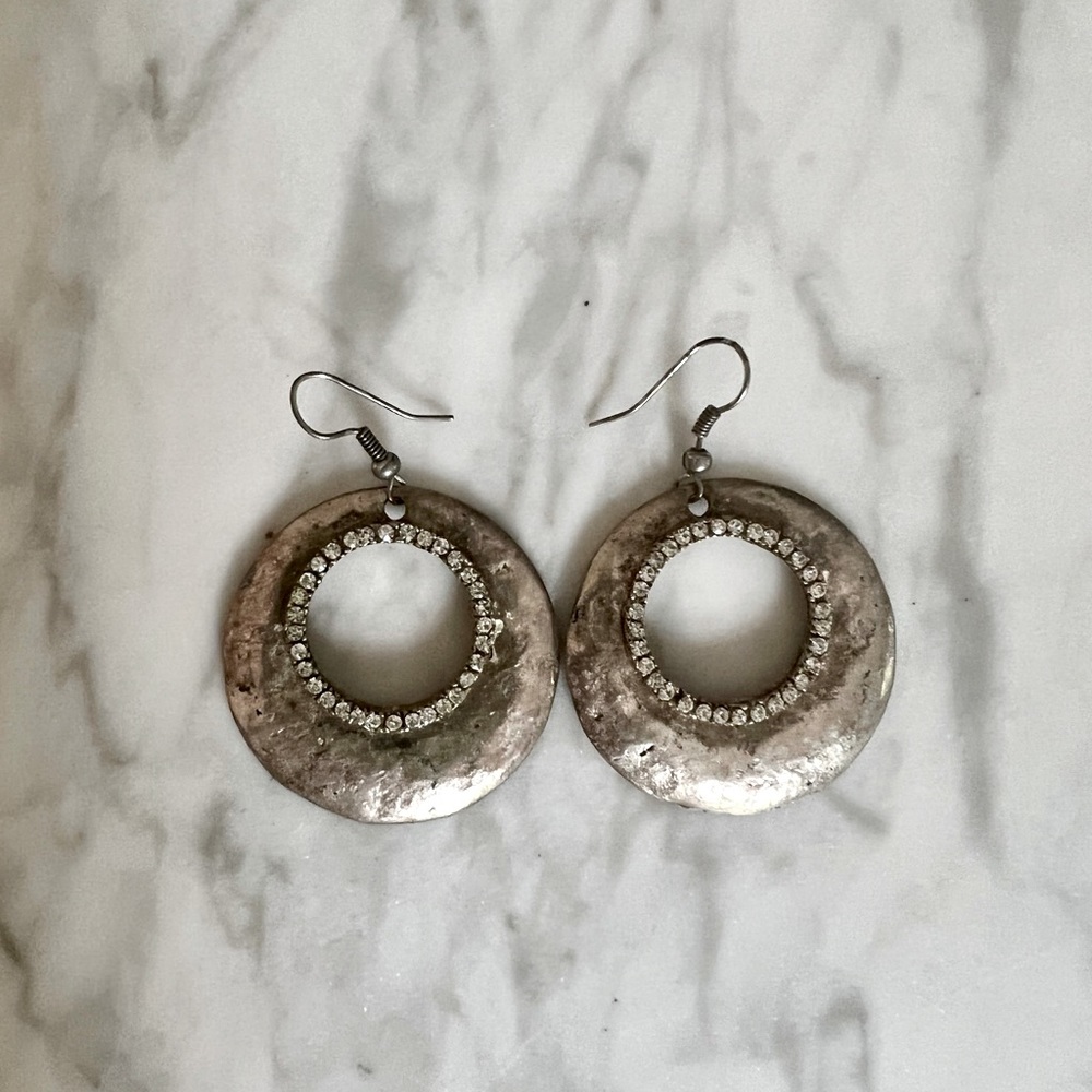 Textured silver hoop earrings